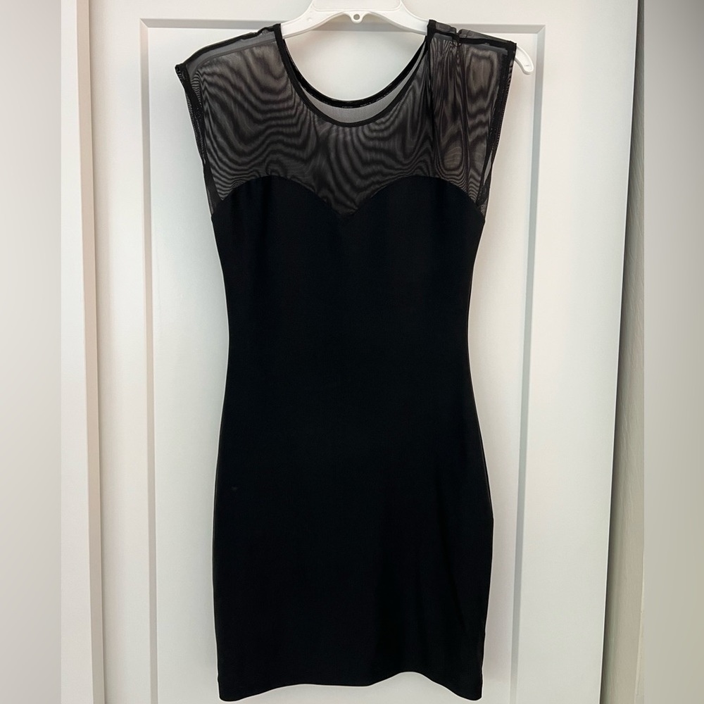 Black Cocktail Dress With Sheer Back Sweetheart Neckline